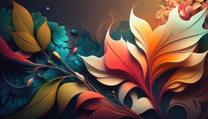 Colorful abstract spring wallpaper with flowers generative ai