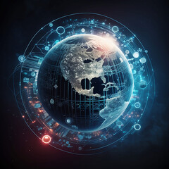 The world of technology. The world fully covers by the internet. Generative AI.