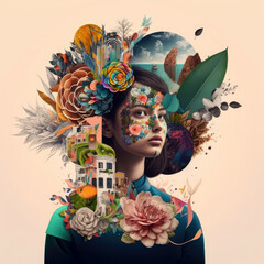 Wall Mural - Creativity in a young womans mind - Generative AI 