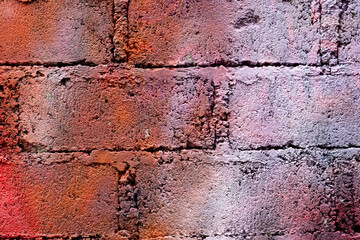 Poster - Old brick wall with white paint grunge texture