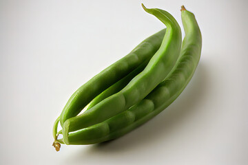 Fresh One natural Green Beans with white background. Generative Ai