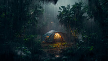Rain On The Tent In The Forest, Tropic, Quiet, Calm, Peaceful, Meditation, Camping, Night, Relax