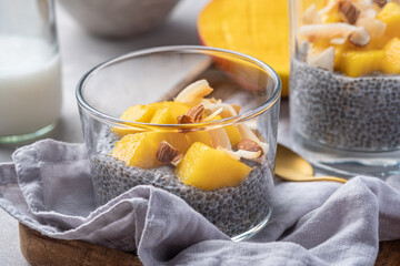 Sticker - Coconut milk Chia seed pudding with mango puree and fresh mango