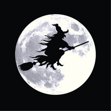 Classic Witch Silhouette By Full Moon