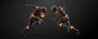 © Yevheniia - Abstract silhouette of a NFL american football player man in action isolated black background.