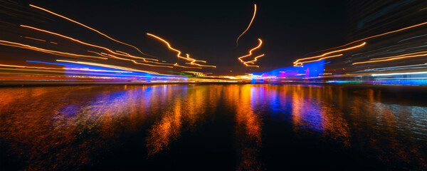 Aufkleber - Abstract  Motion Speed Light in night Dubai
