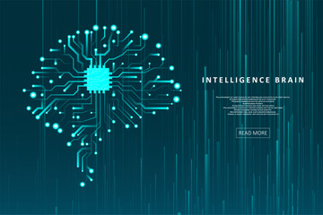 Wall Mural - Artificial Intelligence illustration of brain