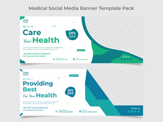 Medical healthcare social media cover design and web banner design template