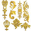 Gold 3D render broque victorian scroll elements