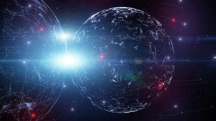 3d digital technology sphere artificial intelligence network cyberspace animation background.