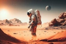 Astronaut's Journey Through A Burning Land Generative AI