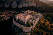 Klis stronghold in Split, Croatia, as seen from above. Generative AI