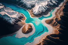 Aerial Image Of New Zealand's South Island's Aoraki Mount Cook National Park. Generative AI