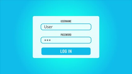 Typing on Username and Password with log in button computer animation