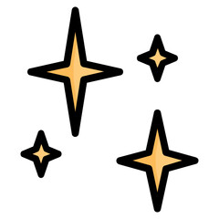 Sticker - star night Color line icon