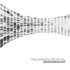 Poster - Black and white technologic background with curved line. Square vector pattern