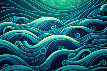 Sticker - a close up of an ocean background with blue water ripples. Generative AI