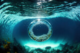 Fototapeta Do akwarium - Underwater bubble ring, ring bubble. Generative AI
