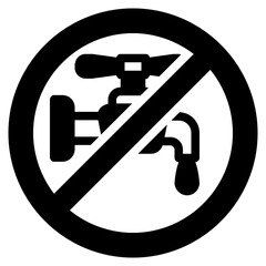 Sticker - turn off water glyph icon