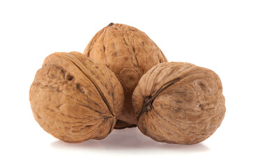 Canvas Print - Walnuts isolated on white background.