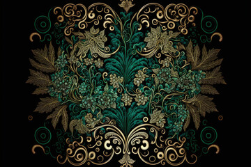 Wall Mural - continuous design with decorative elements. Victorian style design with vintage components. Background made with decorative lace tracery. wallpaper with elaborate flower arrangement. infinite texture