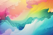 Gentle Chaos Pattern Of Strokes And Explosions Of Colorful Delicate Pastel Colors. Wallpaper For Desktop, Background, Texture, Copy Space. Generative Ai