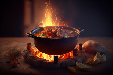 A Madrid stew by the fire. Generative AI.2