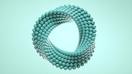 3D loop animation of spinning balls molded into uneven circle