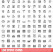 © ylivdesign - 100 event icons set. Outline illustration of 100 event icons vector set isolated on white background