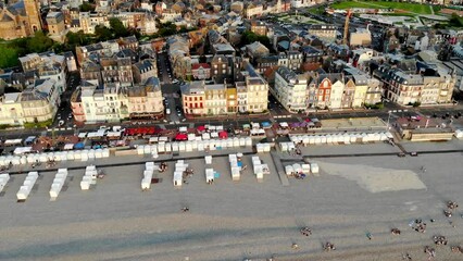 Poster - Picturesque panoramic landscape of Mers-les-Bains, Somme, Hauts-de-France department of Normandy in France