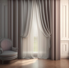 Poster - Generative AI: background with ethereal satin curtains