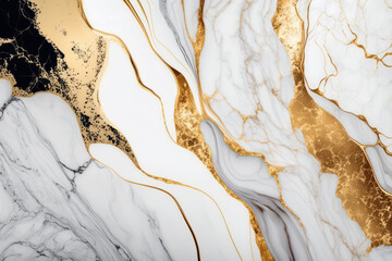 Wall Mural - Gold and white marbe background, stone texture, design backdrop, generative ai
