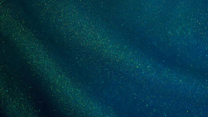 Wall Mural - magical green curtain with golden sequins. green background with golden glittering dust particles an
