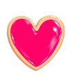 © Sophie Alp - heart shape sugar cookie with shiny red icing - Valentine's Day dessert - romantic love baked goods realistic illustration on PNG transparent background