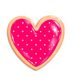 © Sophie Alp - heart shape sugar cookie with red icing and white polkadots - Valentine's Day dessert - romantic love baked goods realistic illustration on PNG transparent background