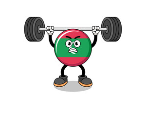 Canvas Print - maldives flag mascot cartoon lifting a barbell