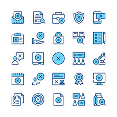 Wall Mural - X mark line icons. Set of x mark icons. Blue color. Vector line icons set