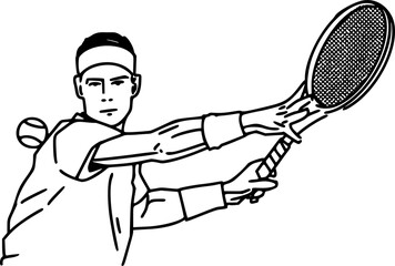 Wall Mural - vector illustration of the tennis player with a racket