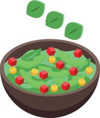 Wall Mural - Diet salad icon isometric vector. App fitness. Watch plan
