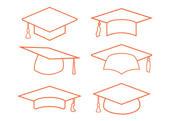 Graduation cap icon. line, student hat outline. Academic cap linear. Education symbol illustration