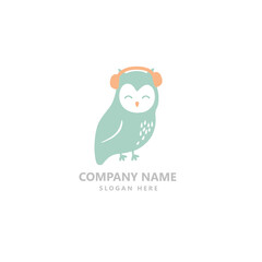 Wall Mural - Cute owl beat Logo Graphic Vector