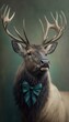 © Get Stock - Stylish Humanoid Gentleman Animal in a Formal Well-Made Bow Tie at a Business Dance Party Ball Celebration - Realistic Portrait Illustration Art Showcasing Cute and Cool Elk  (generative AI)
