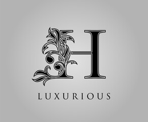 Wall Mural - Initial H Luxury Logo Icon. Classic Floral H Letter Logo Design Vector..