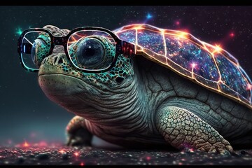 Wall Mural - Turtle with glasses