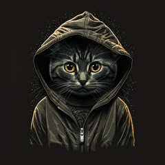 Canvas Print - cat wearing a hood