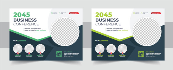 Wall Mural - business leaders horizontal banner template design. modern flyer design with blue background and yel