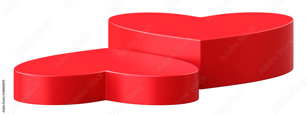 Red love valentine 3d podium isolated on png heart background of ...