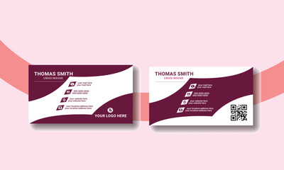    modern design, name card and business card, Simple and Clean style, business card template creative, double sided, purple and White colour, illustration Vector