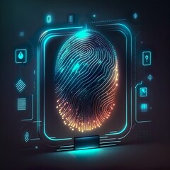 Wall Mural - Businessman using a fingerprint scan. 3d Cyber security fingerprint scan technology for data protection created by Generative Ai