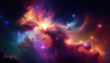 look at the stars, the clouds glow in polar light colors